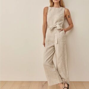 Reformation Naomi Linen Jumpsuit-Oatmeal